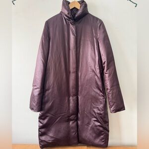 Jil Sander Silk Down Deep Purple Long Puffer Coat 38